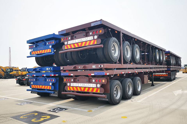Burundi customer's order for Tri axle flatbed semi trailers